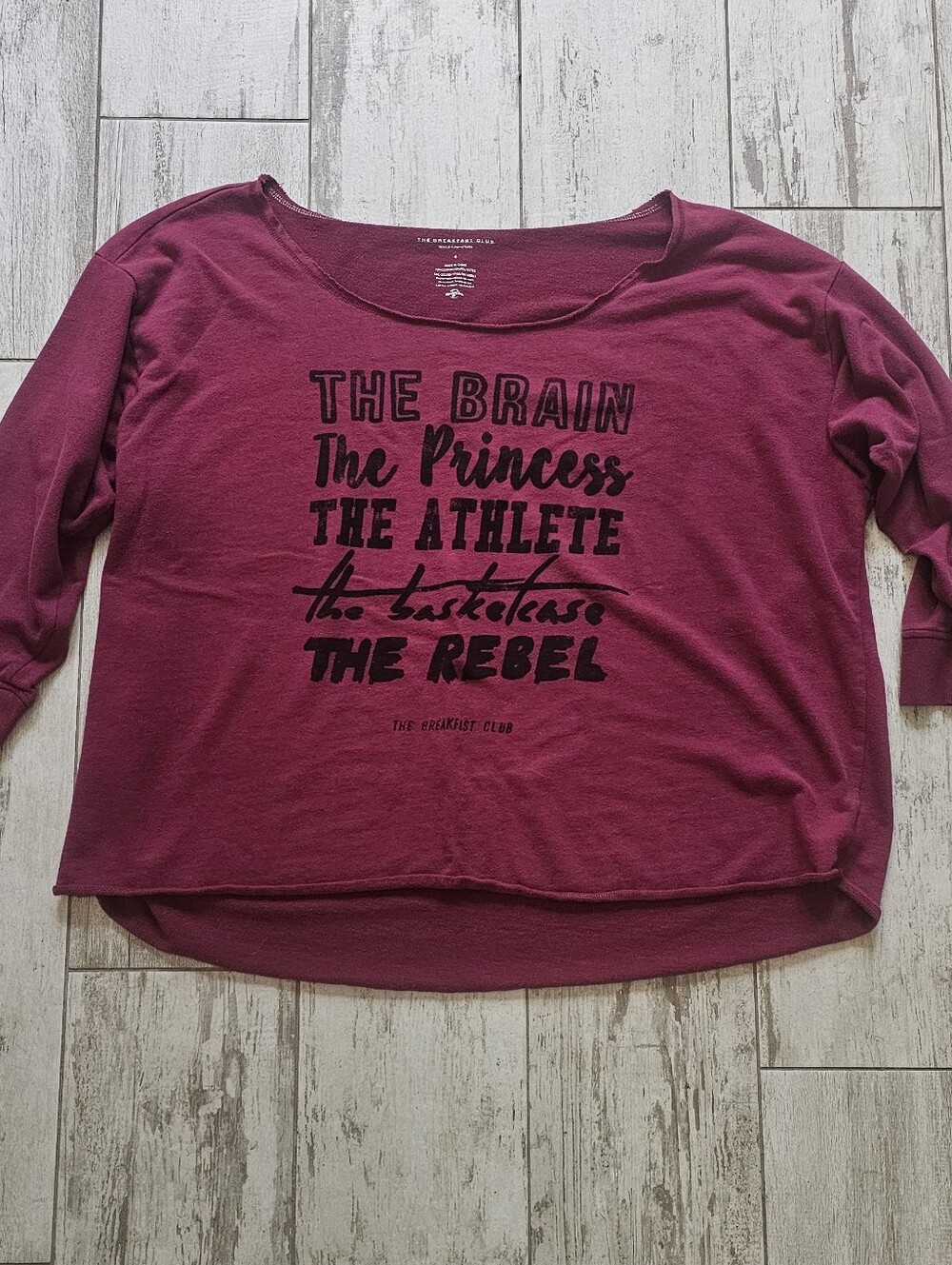 The Breakfast Club Torrid Women's Plus Burgundy Graphic Long-Sleeve Top 4X